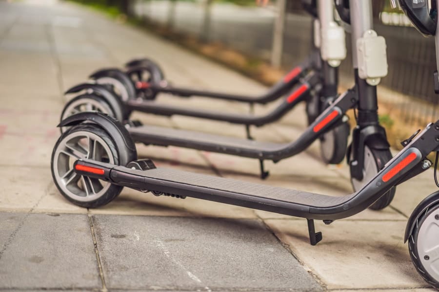 scooters parked