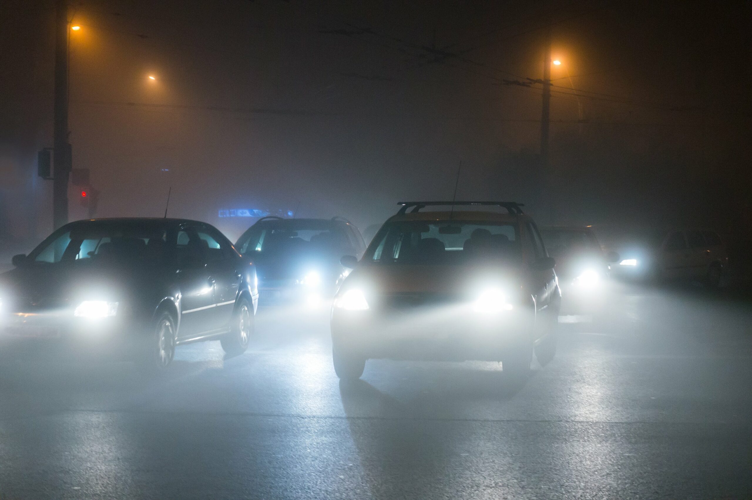 driving at night in fog