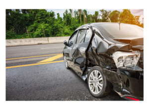 black car involved in accident