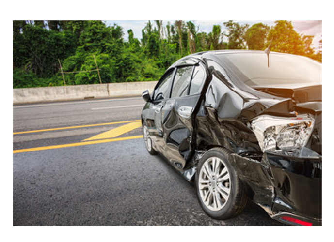 black car involved in accident